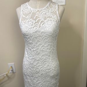 White lace body con dress